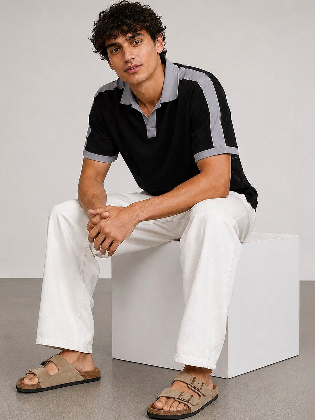 Mast & Harbour Men Colourblocked Polo Collar T-shirt
