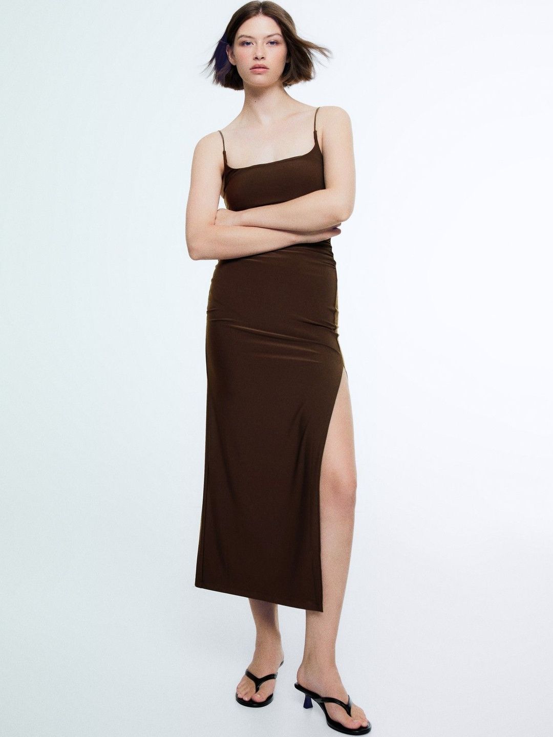 Ruched Strap Midi Dress