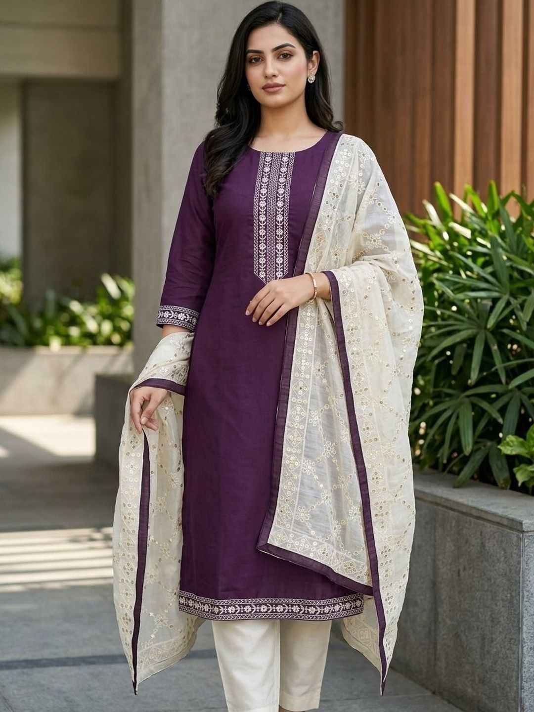 HMP Fashion Embroidered Unstitched Dress Material