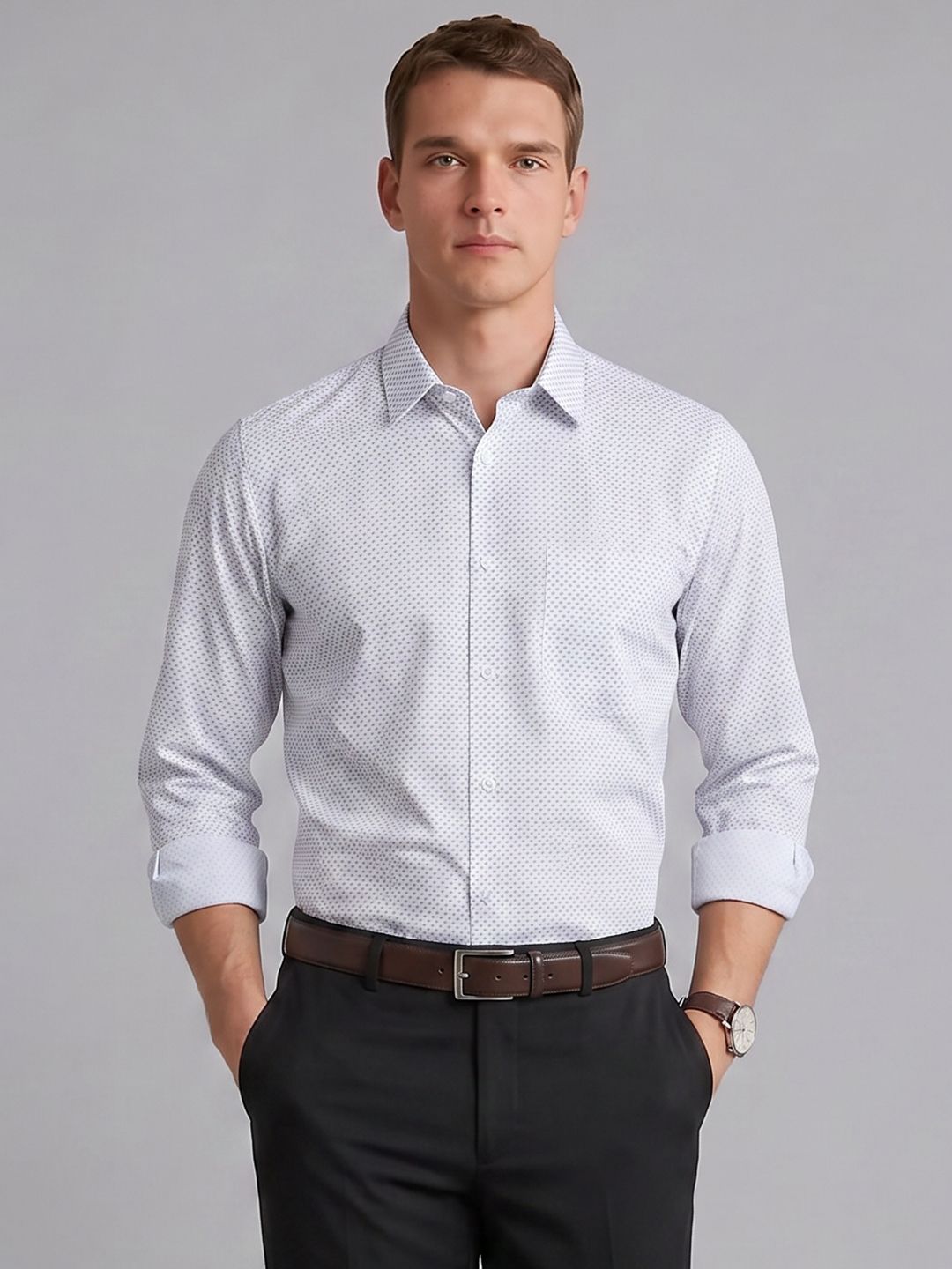 Blackberrys Micro Ditsy Printed Pure Cotton Formal Shirt
