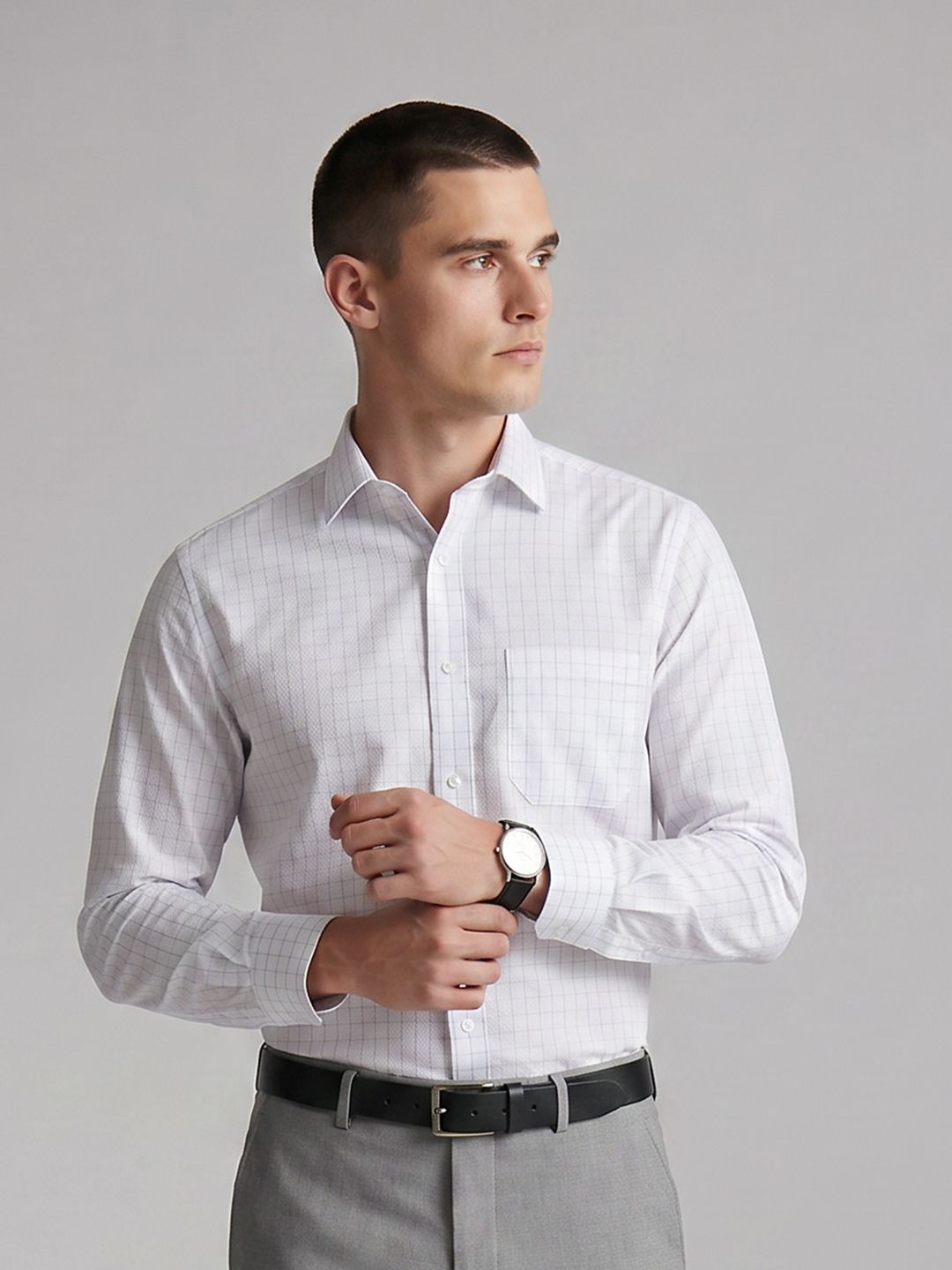 Louis Philippe Louis Philippe Checked Pure Cotton Formal Shirt
