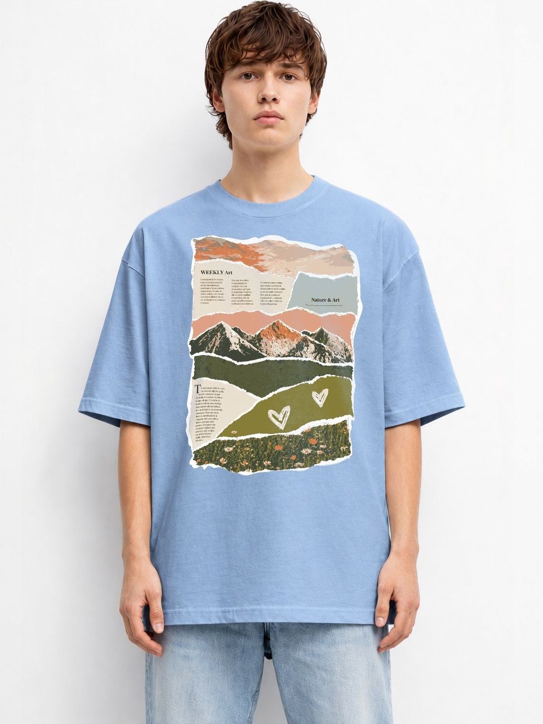 The Roadster Lifestyle Co Printed Cotton Round Neck Oversized Tshirts