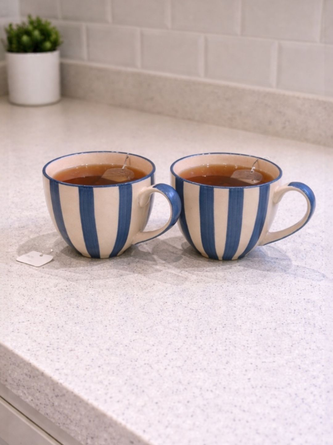 ARAVALII Blue & White Crafted Ceramics Printed Ceramic Glossy Cups Set of Cups and Mugs
