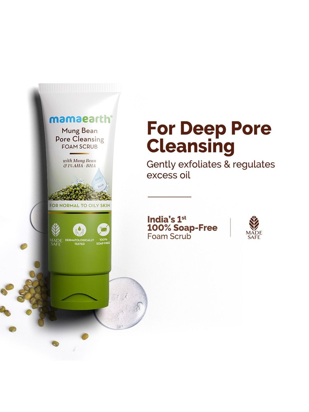 Mamaearth Mung Bean Pore Cleansing Foam Scrub - 100 g