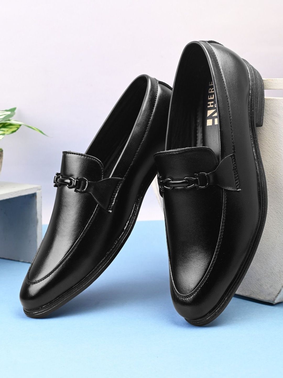 HERE&NOW Men Round Toe Formal Slip-On Shoes