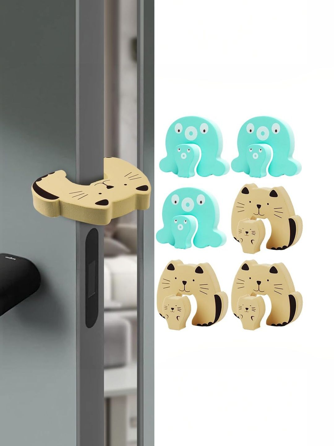 PATPAT Multicoloured & Beige 6 piece Textured Rubber Bathroom Accessories