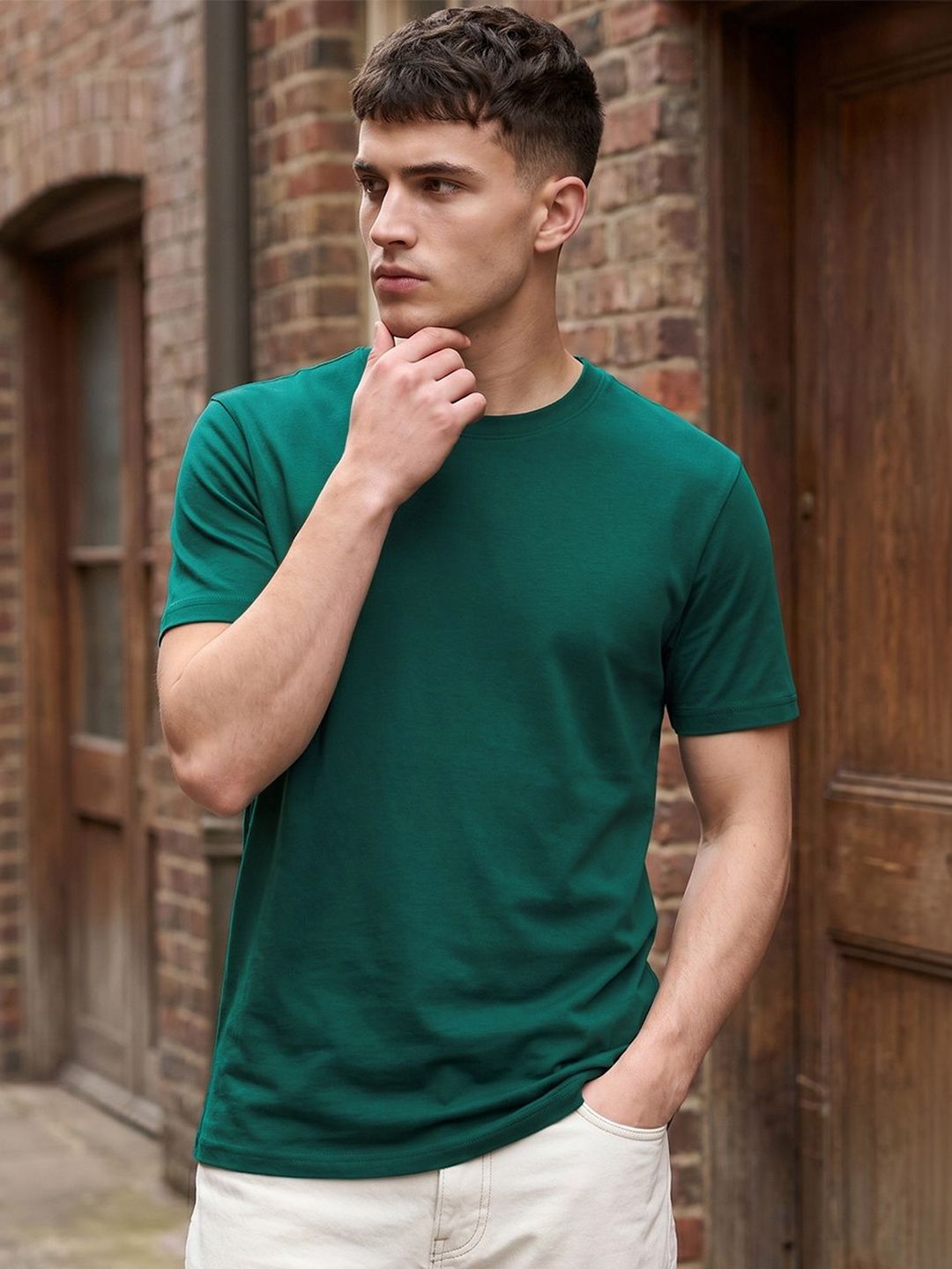 Bewakoof Men Dark Green T-shirt