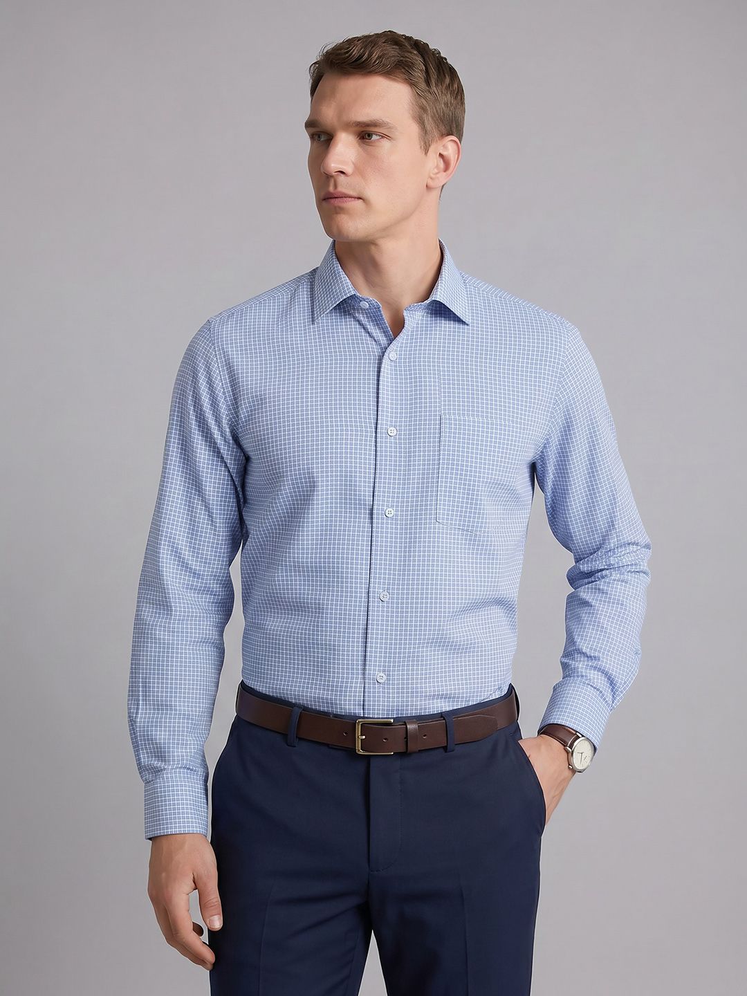 Blackberrys Checked Pure Cotton Formal Shirt