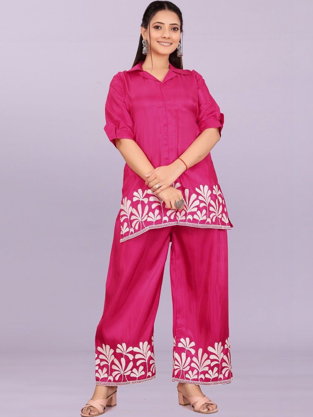 KALUDI FASHION Floral Embroidered Tunic with Palazzos