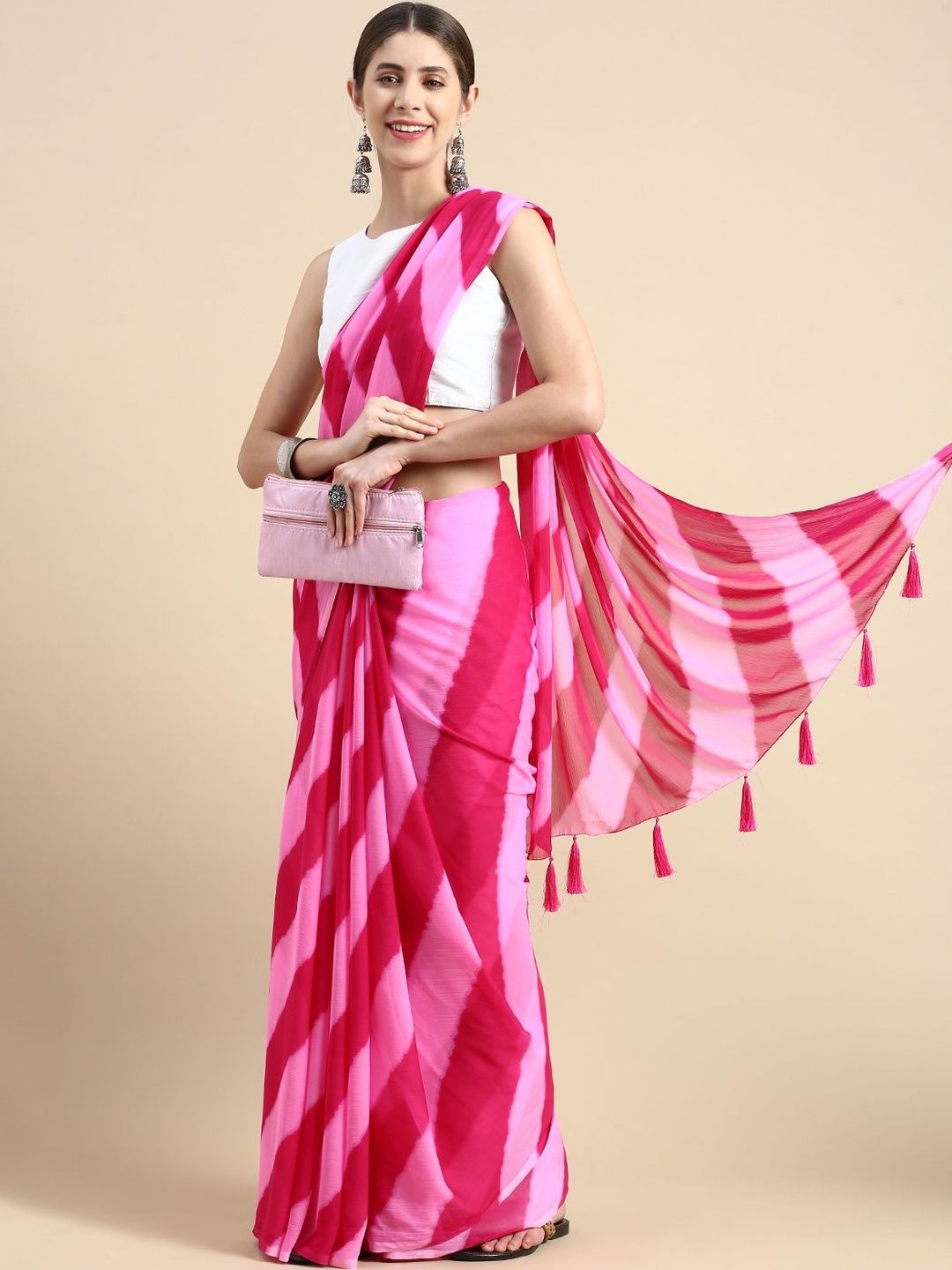 KALINI Leheriya Pure Chiffon Leheriya Saree