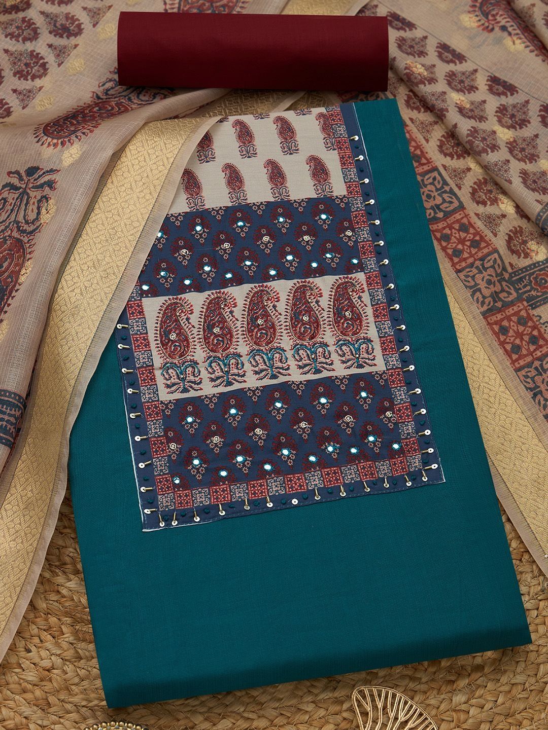 Soch Printed Pure Cotton Unstitched Dress Material