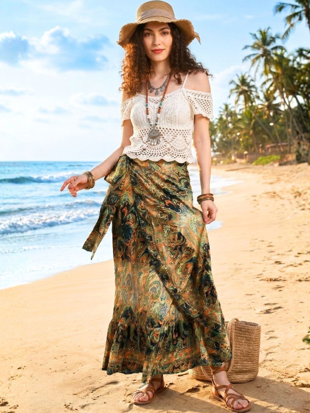 Buy Boholyfe Women Paisley Bohemian Maxi Wrap Skirt - Skirts for