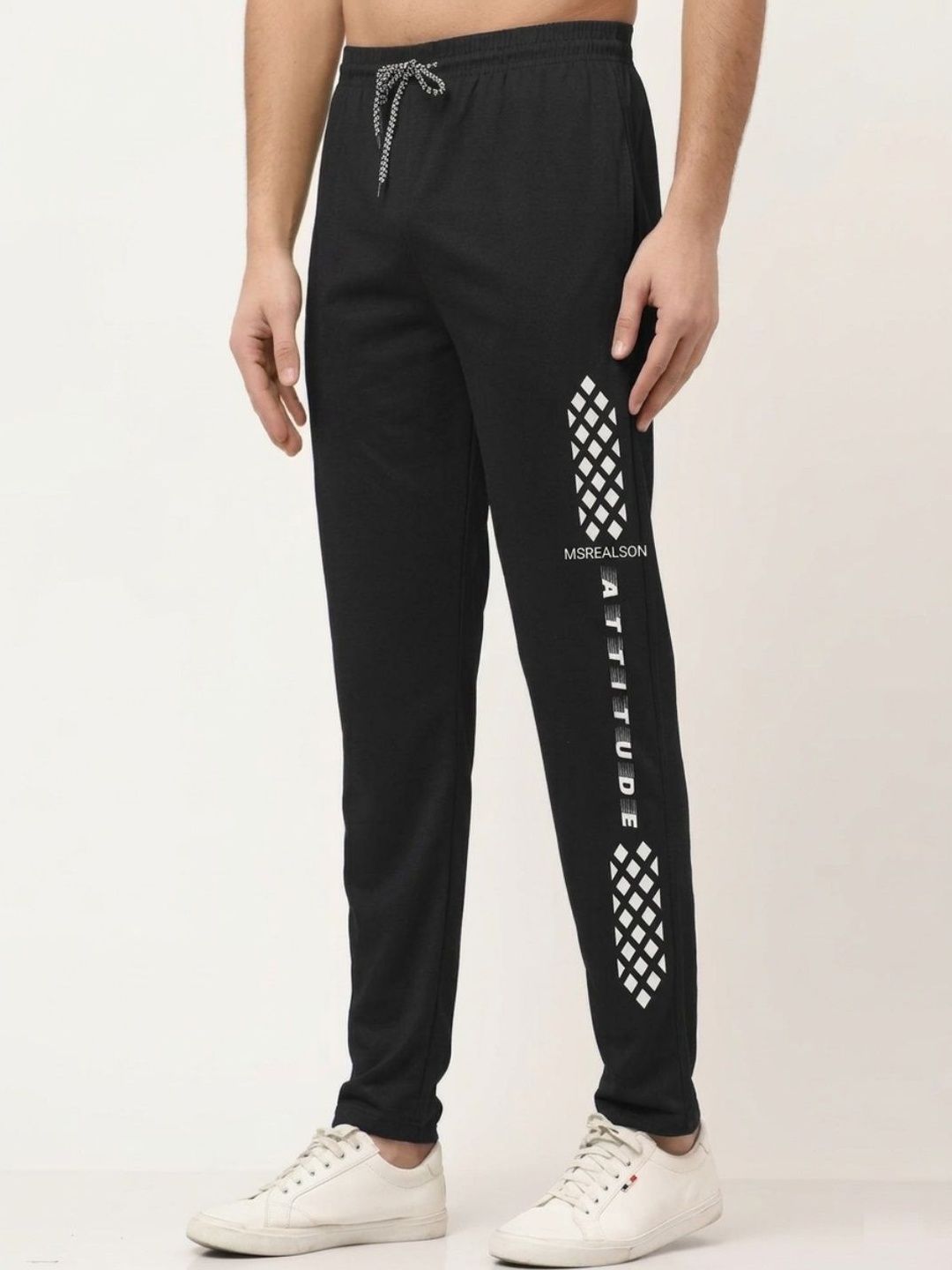 MSREALSON Men Regular Fit Typography Training Track Pants