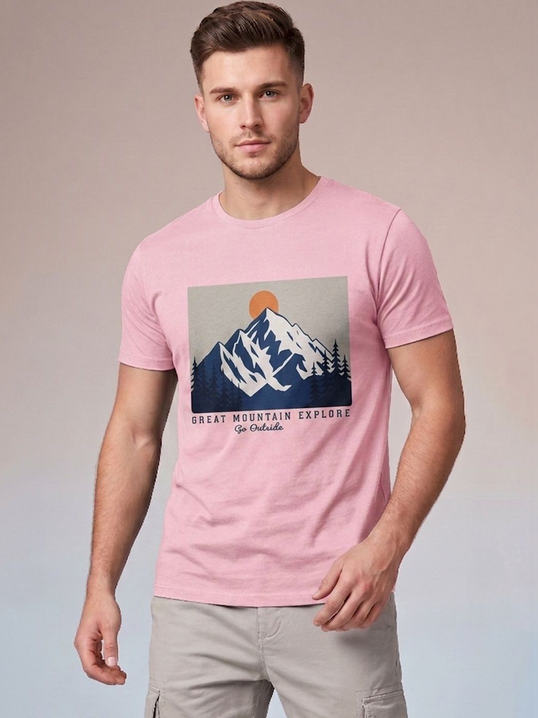 The Roadster Lifestyle Co Printed Pure Cotton Round Neck Tshirts