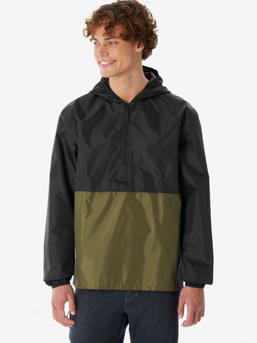 Decathlon Quechua - Men Black and Olive Waterproof Hiking Jacket