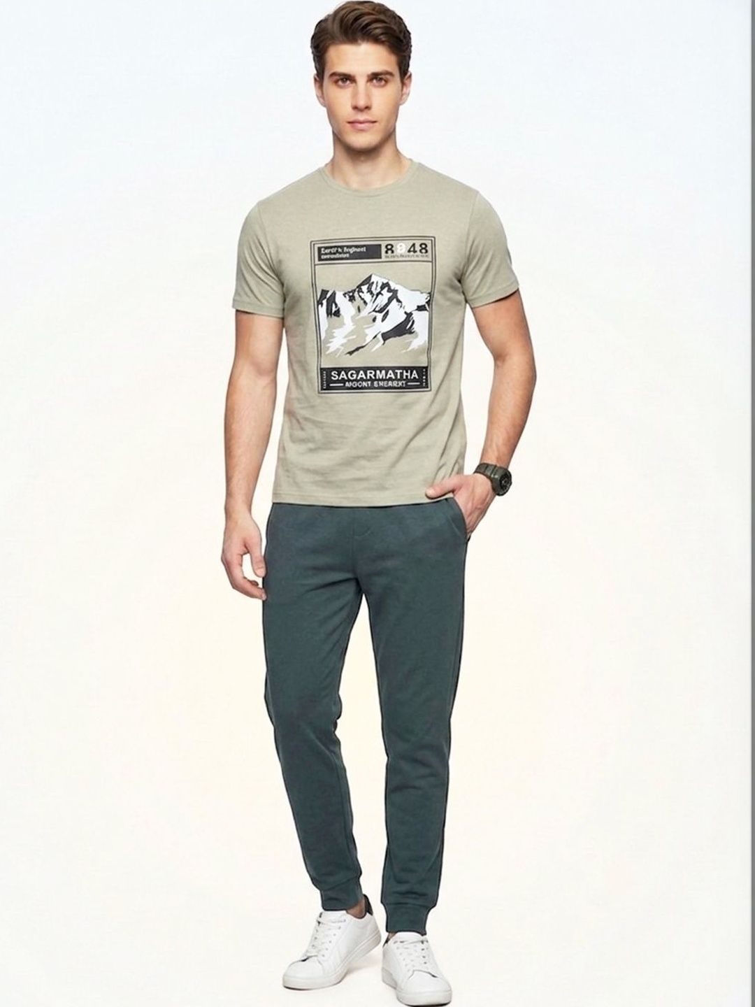 The Roadster Lifestyle Co Printed Pure Cotton Round Neck Tshirts