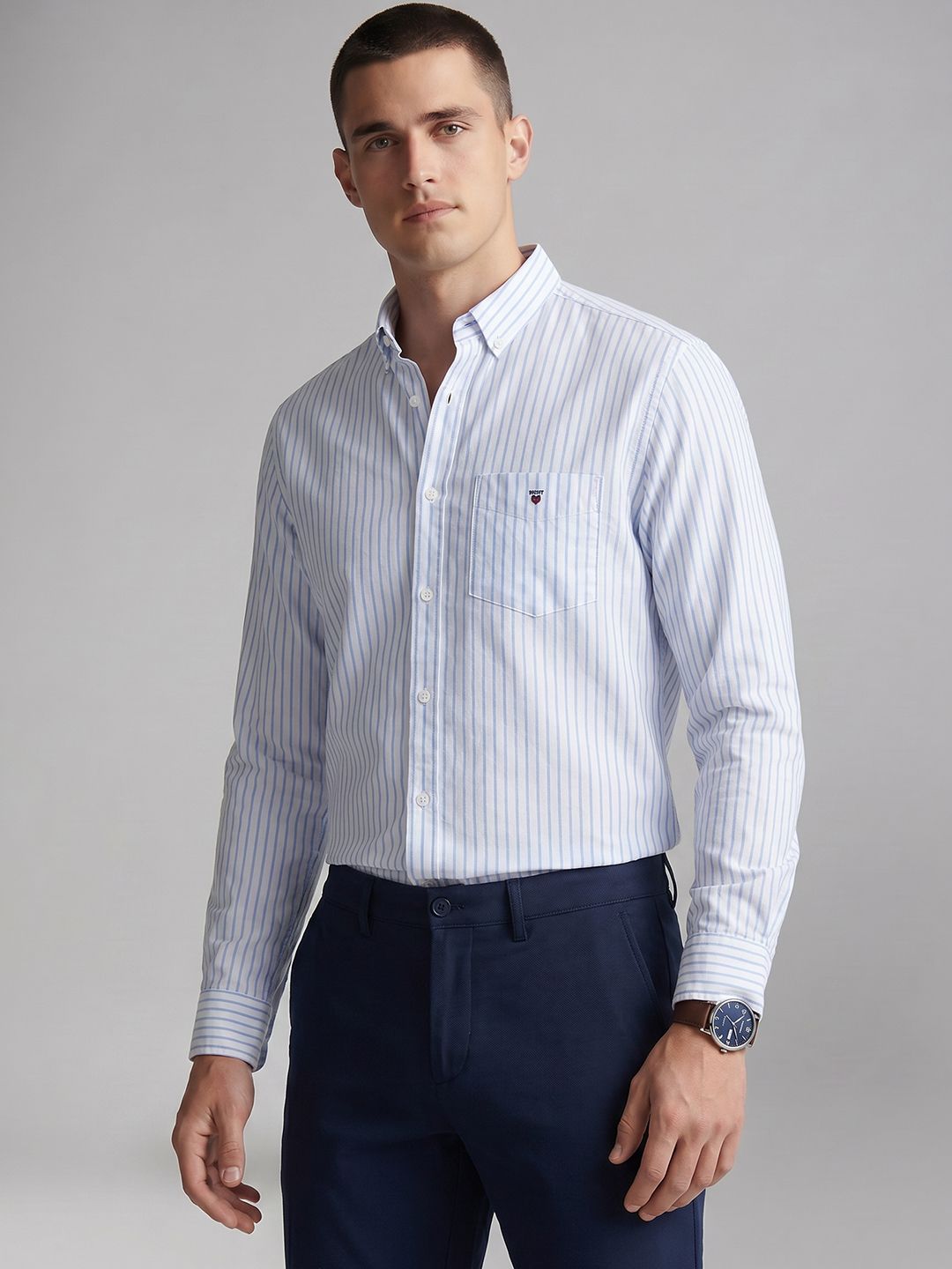 Louis Philippe Sport Louis Philippe Sport Men Slim Fit Oxford Natural Stretch Full Sleeve Casual Shirt