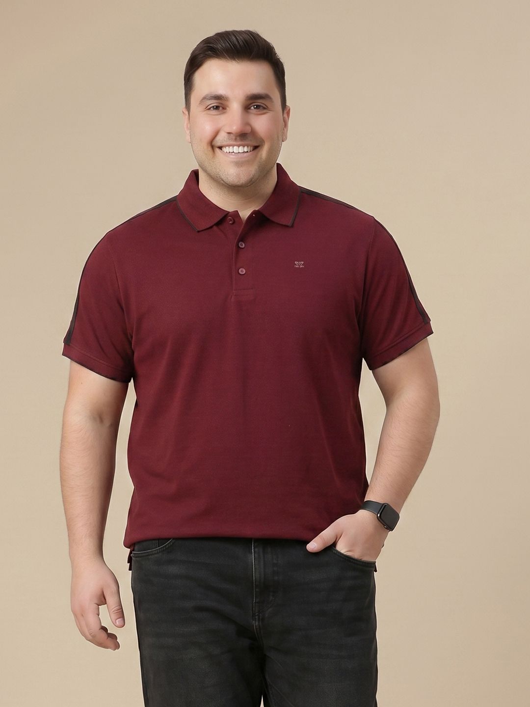 Sztori Men Brand Logo Colourblocked Polo Collar Pure Cotton T-shirt