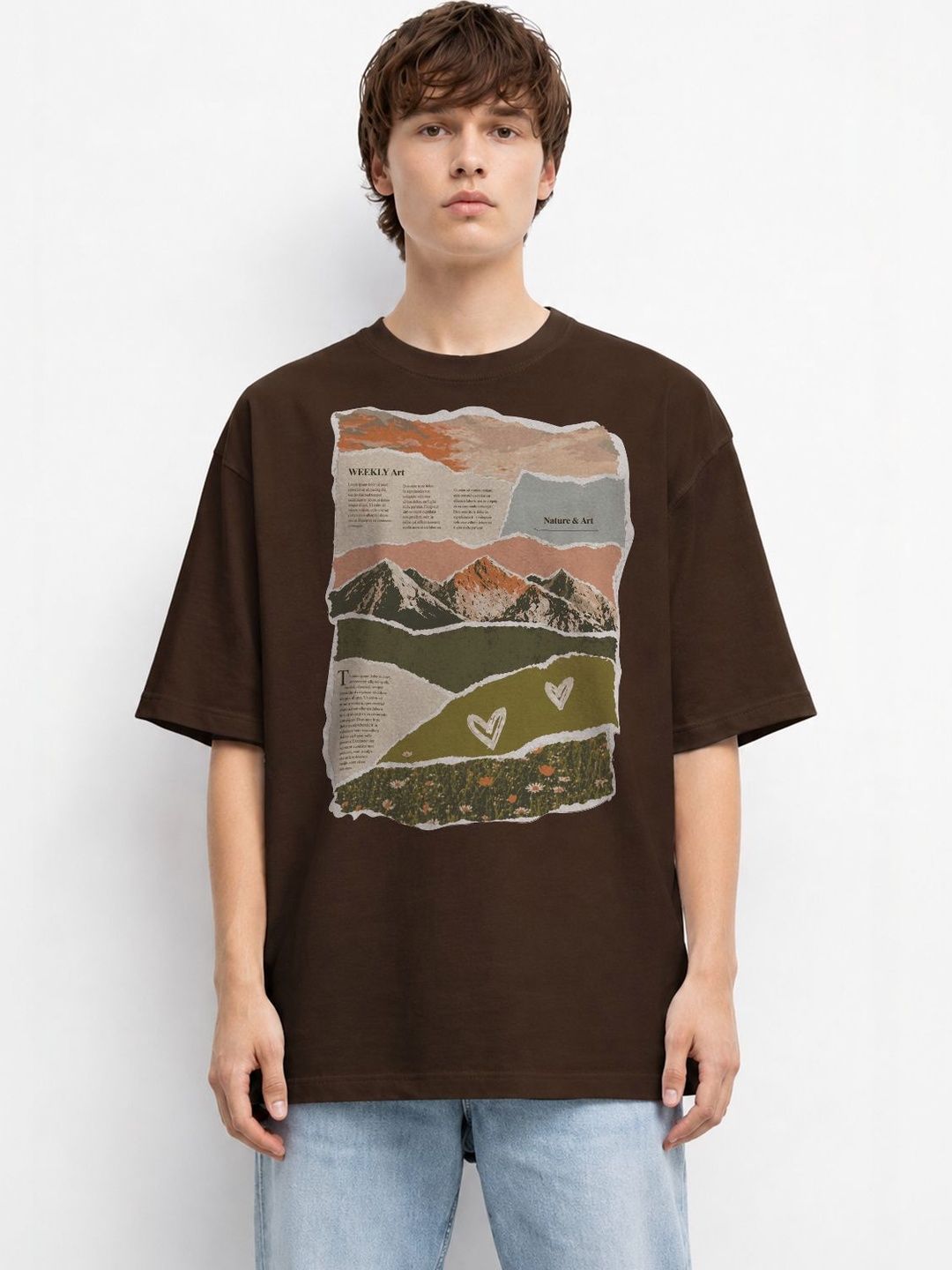The Roadster Lifestyle Co Printed Cotton Round Neck Oversized Tshirts
