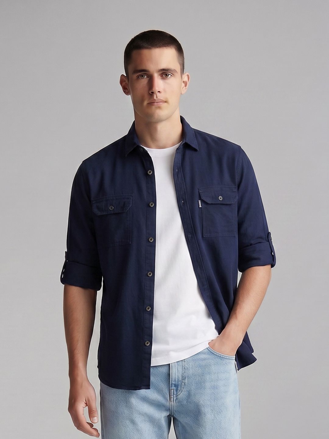 Louis Philippe Jeans Louis Philippe Jeans Slim Fit Pure Cotton Casual Shirt