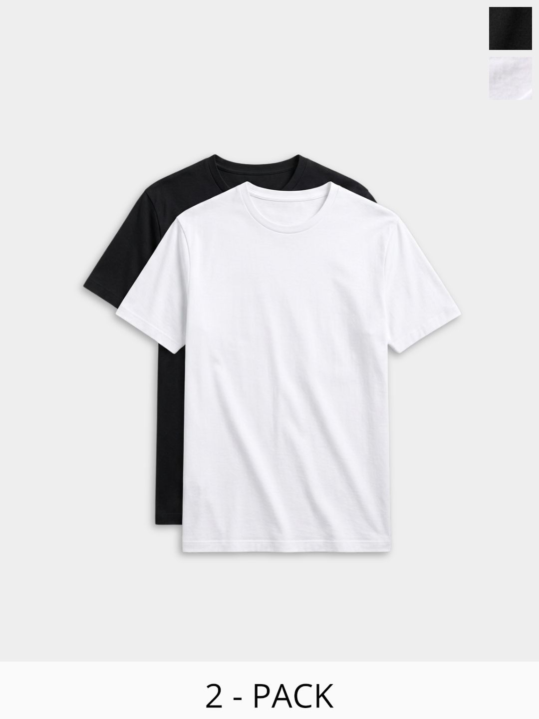 Rigo Mens Pack of 2 Black And White Solid Cotton Round Neck Relaxed Fit T-Shirts