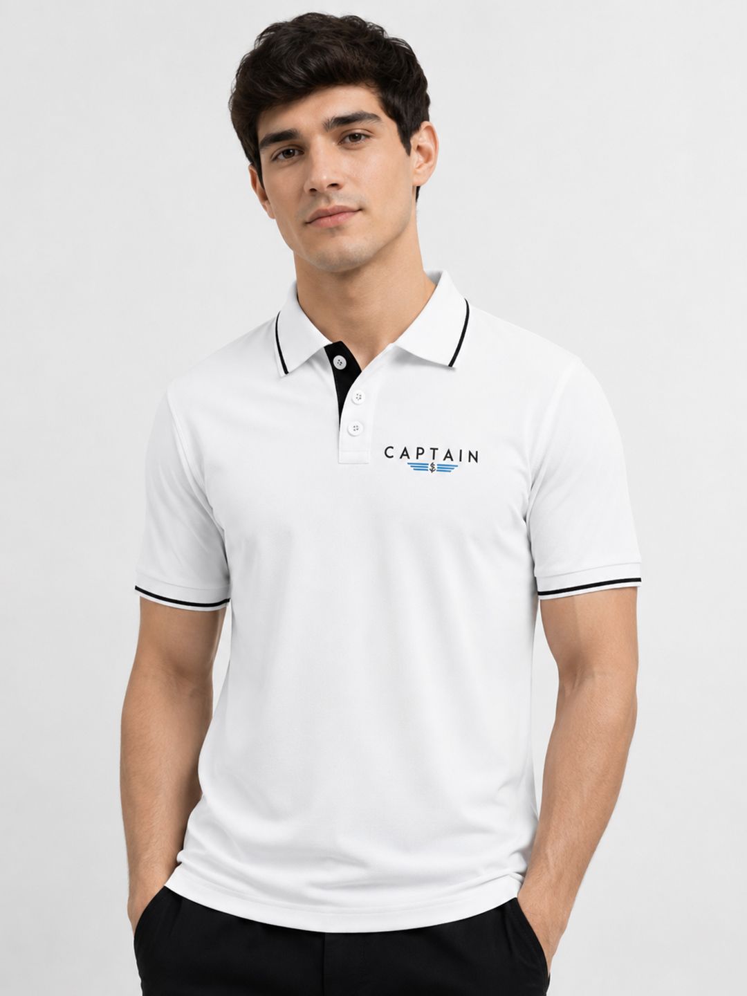 Warrior World Men Brand Logo Printed Polo Collar T-shirt