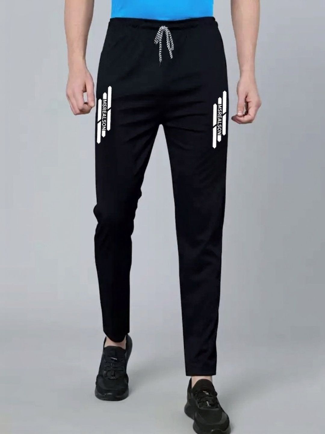 MSREALSON Men Regular Fit Typography Training Track Pants