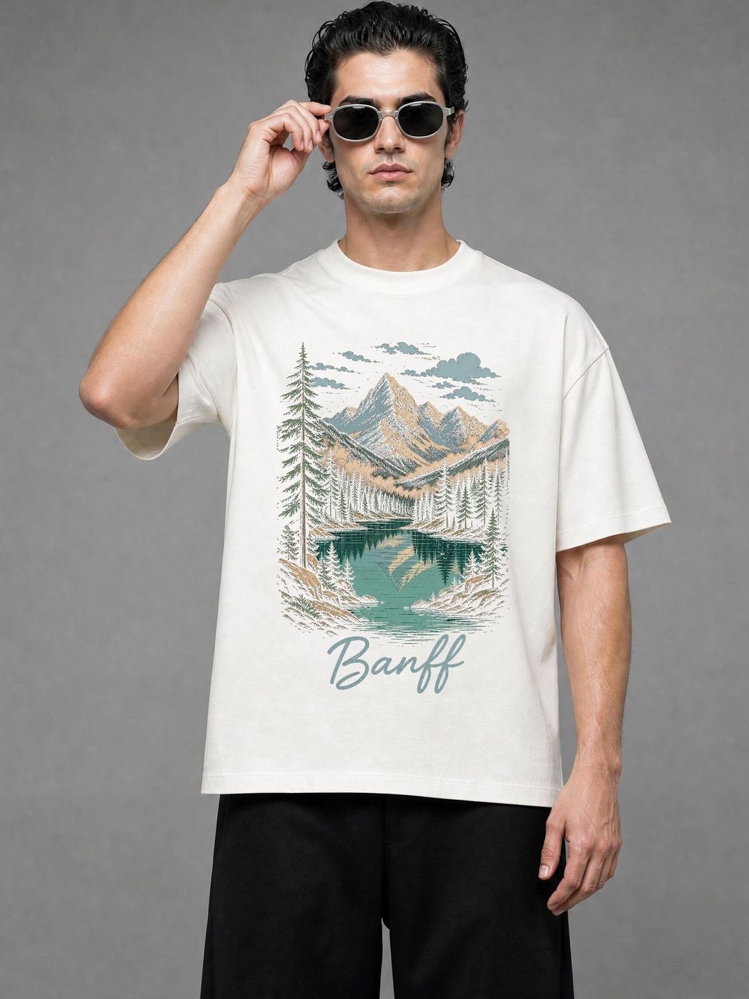 FARDA Unisex Printed Drop-Shoulder Sleeves T-shirt