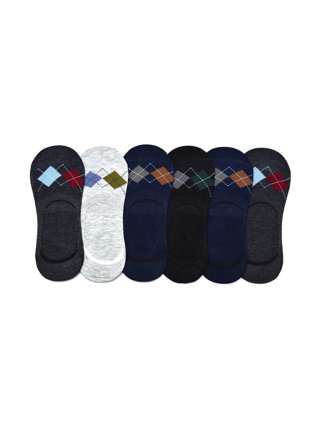 GARUN Men Pack of 6 Cotton Patterned Shoe Liners Socks