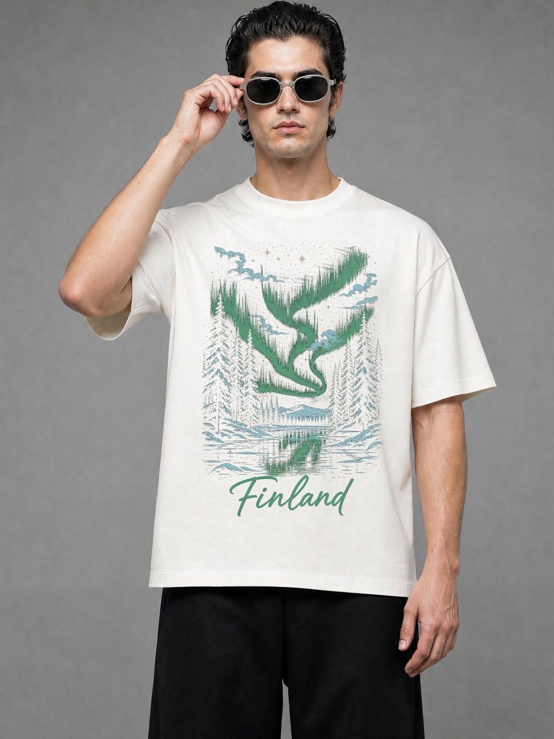 FARDA Unisex Printed Drop-Shoulder Sleeves T-shirt
