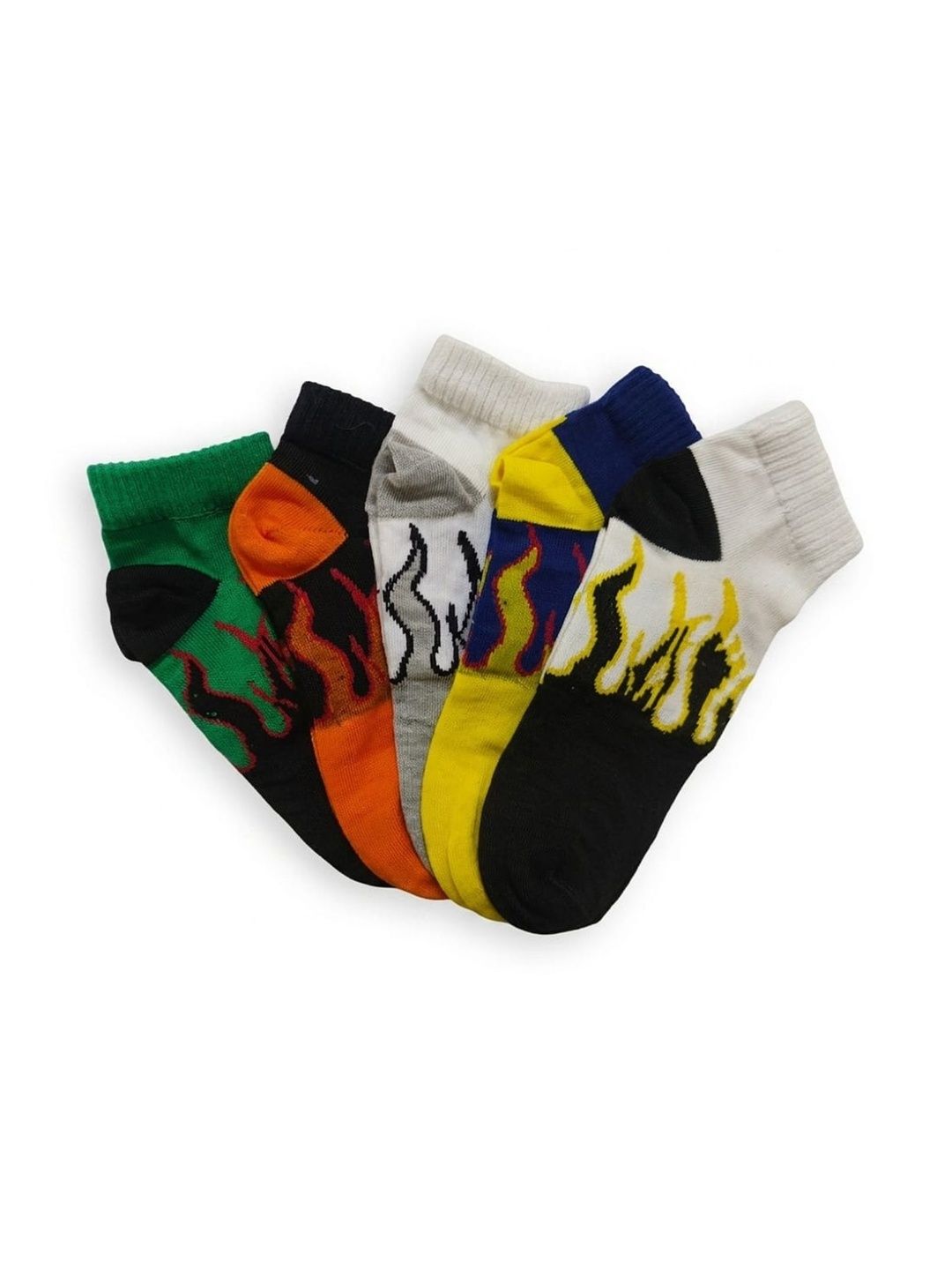 BEAR&BEYOND Men Pack of 5 Cotton Patterned Ankle Length Socks
