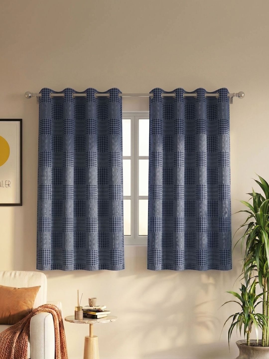 Saral Home Saral Home Navy Blue Set of 2 Room Darkening Curtains and Sheers