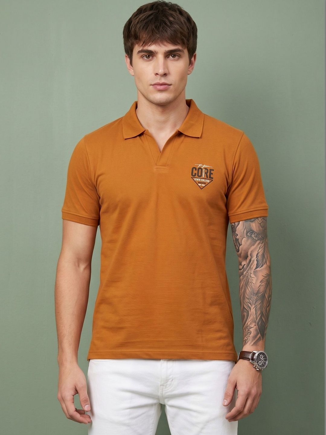 SANDPIPER Men Typography Printed Polo Collar T-shirt