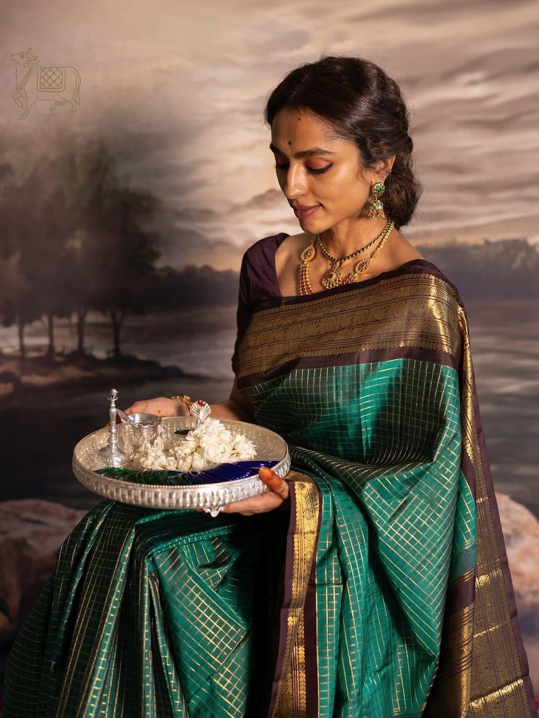 Glorisa Woven Design Zari Silk Blend Handloom Ikat Saree