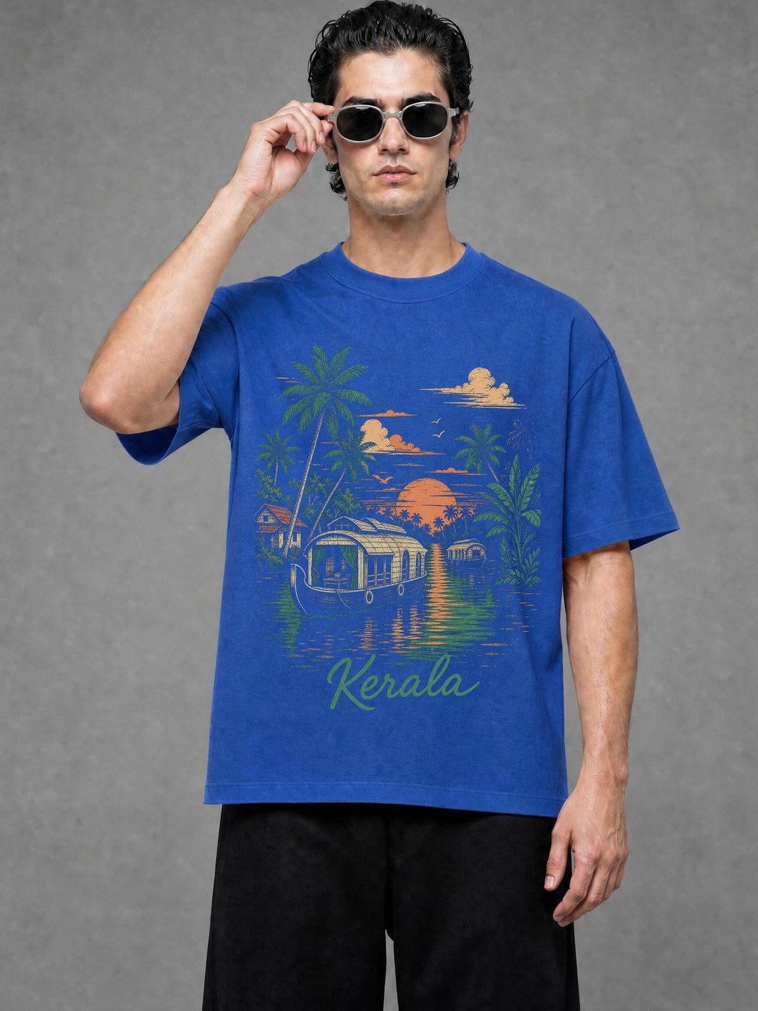 FARDA Unisex Printed Drop-Shoulder Sleeves T-shirt