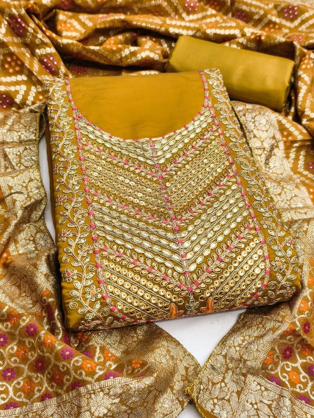 Rangtulika Ethnics Embroidered Unstitched Dress Material