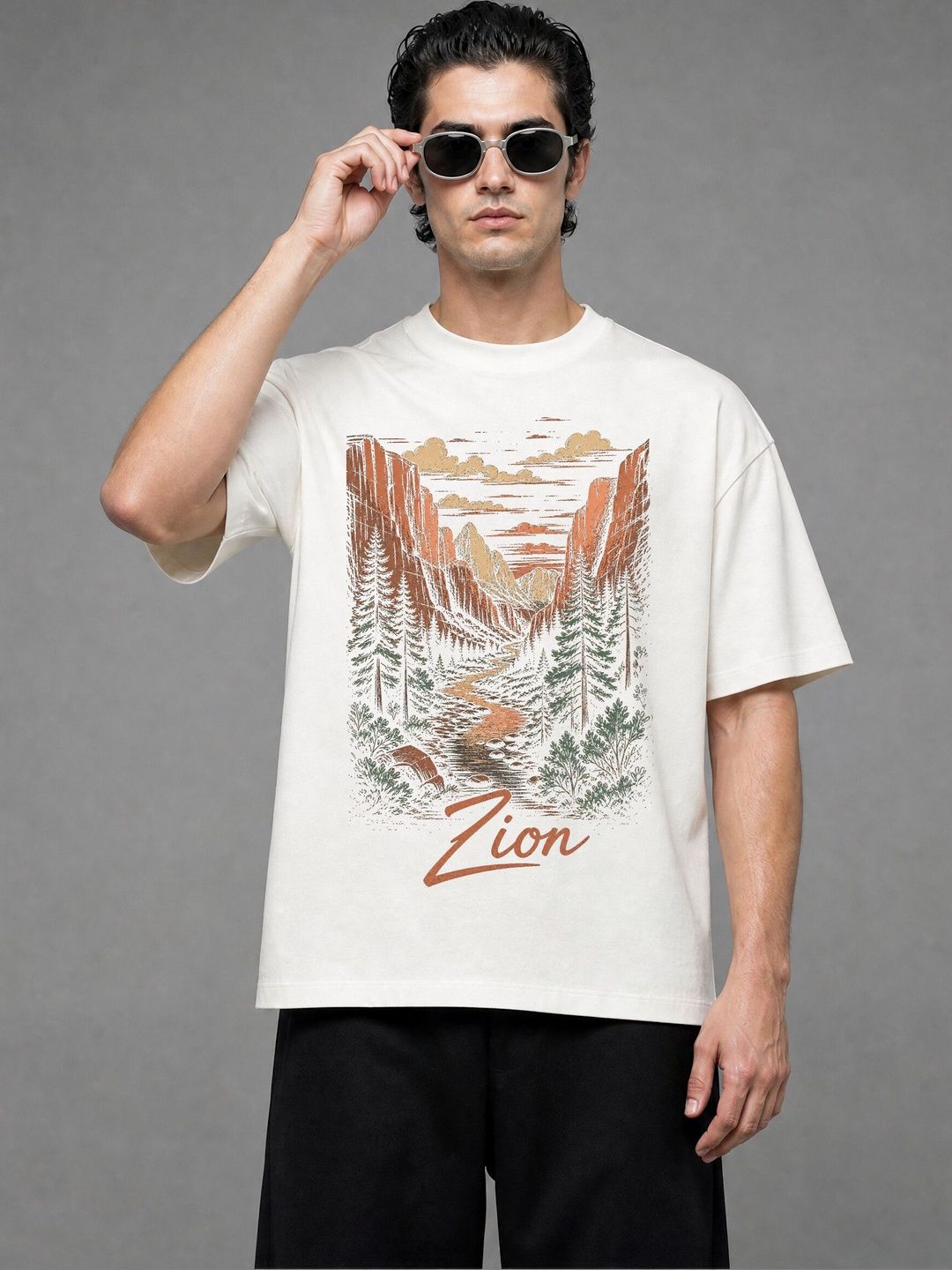 FARDA Unisex Printed Drop-Shoulder Sleeves T-shirt