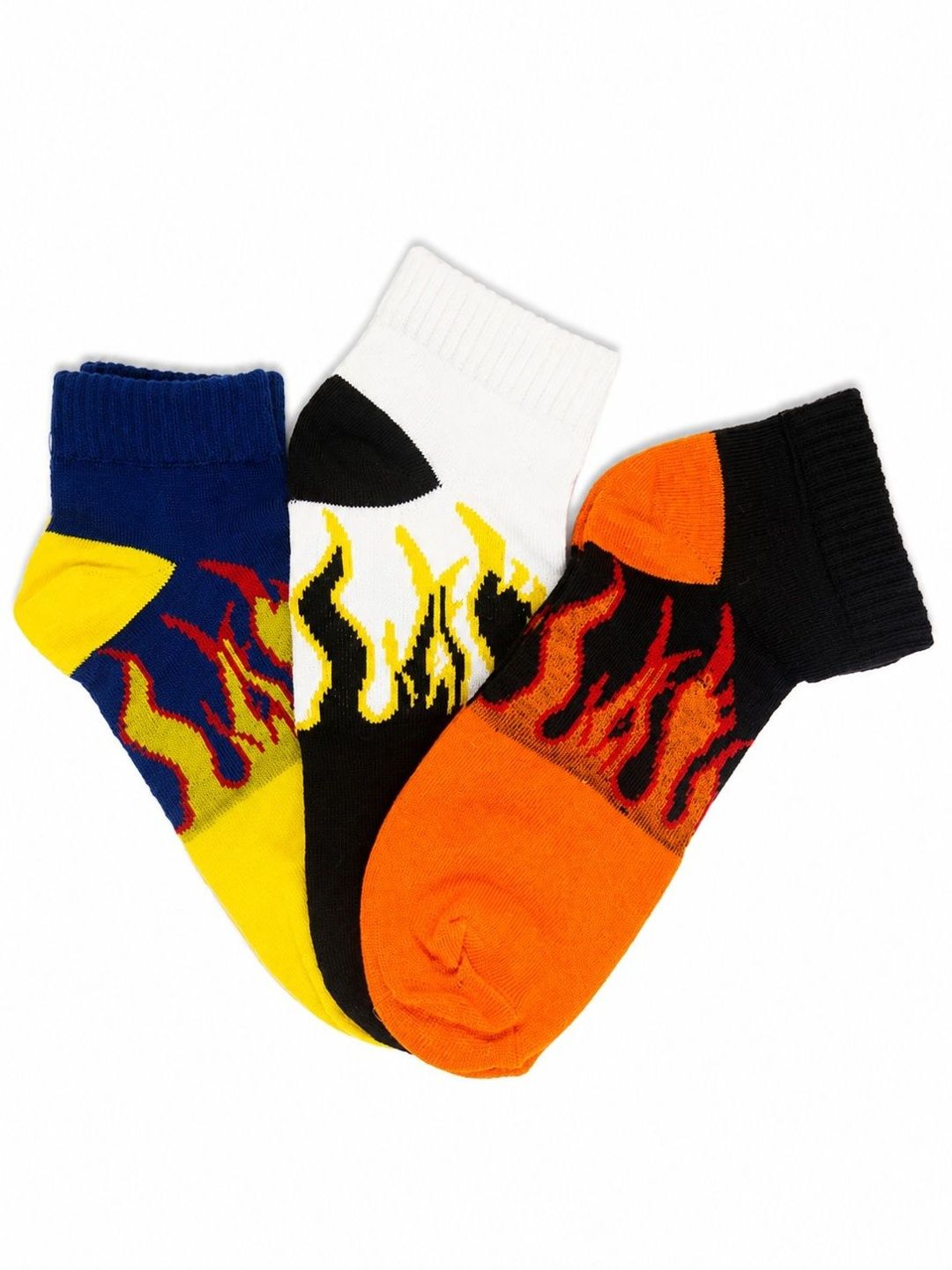 BEAR&BEYOND Men Pack of 3 Cotton Patterned Ankle Length Socks
