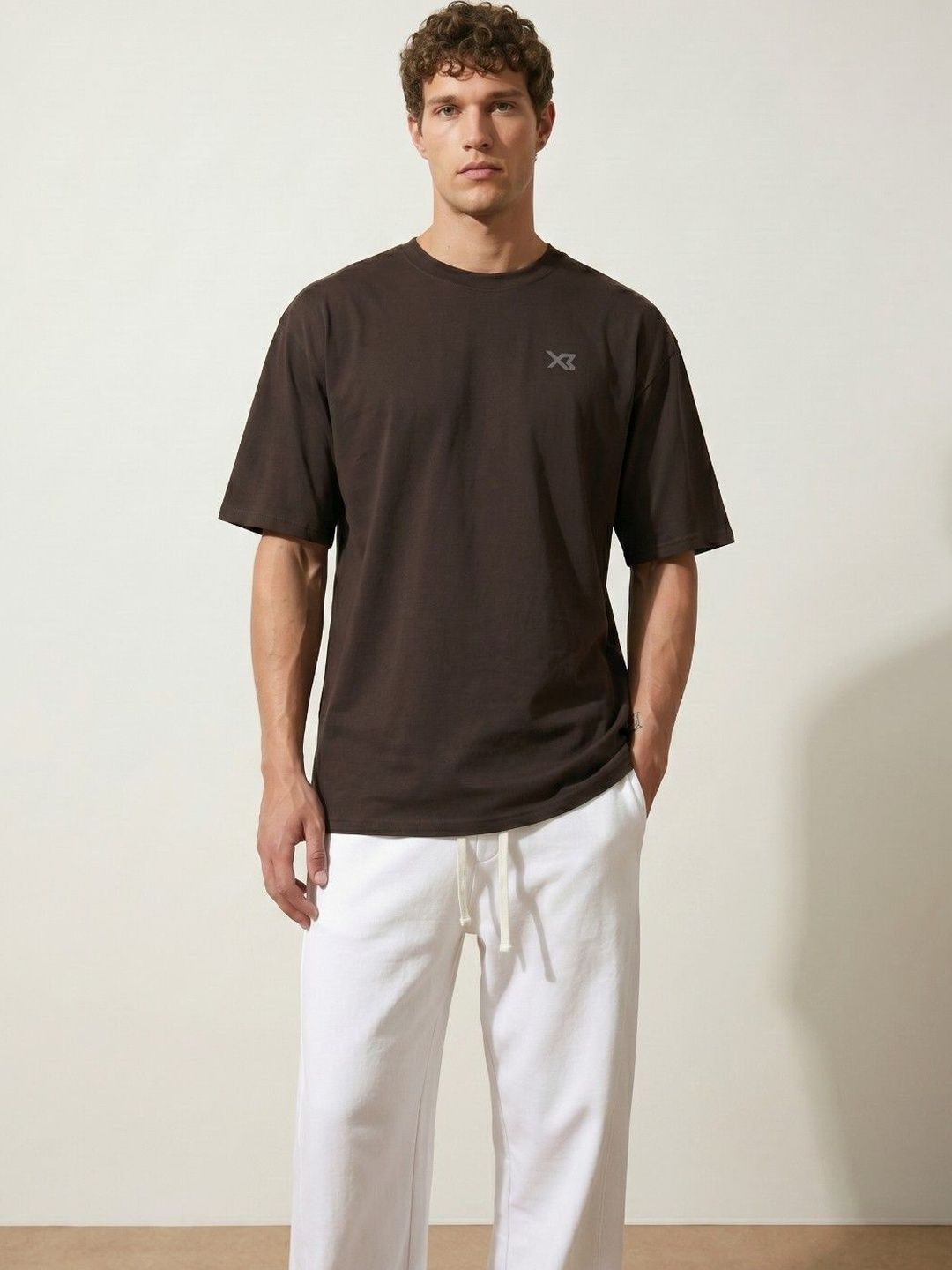 CROSS BENCH Men Brand Logo Printed Drop-Shoulder Sleeves T-shirt