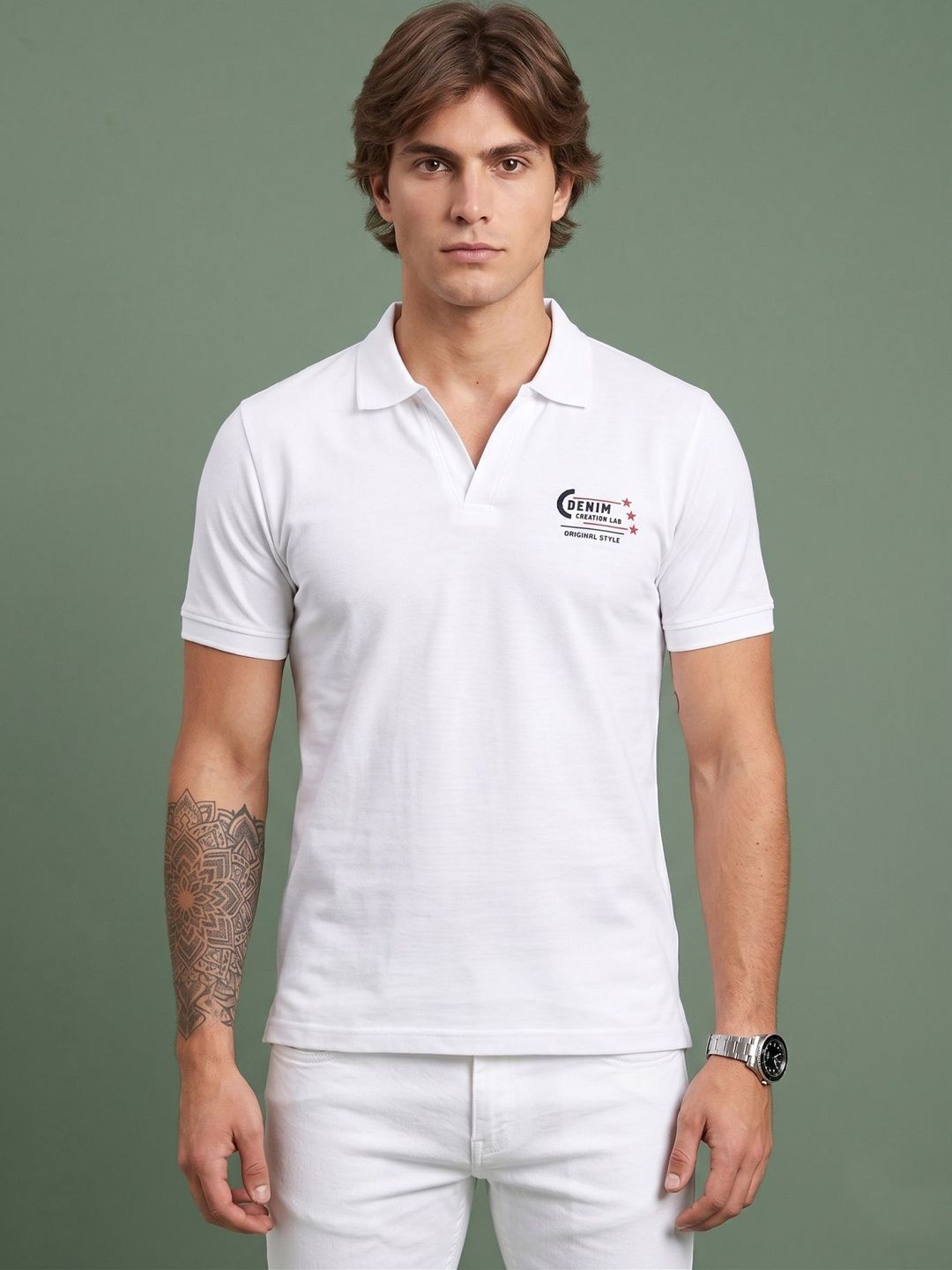SANDPIPER Men Typography Printed Polo Collar T-shirt
