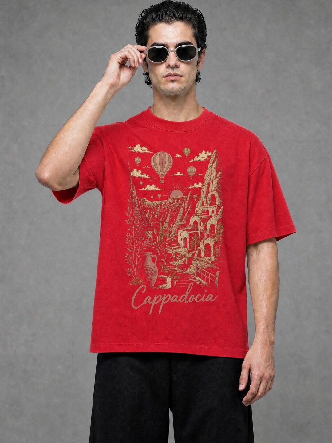 FARDA Unisex Printed Drop-Shoulder Sleeves T-shirt