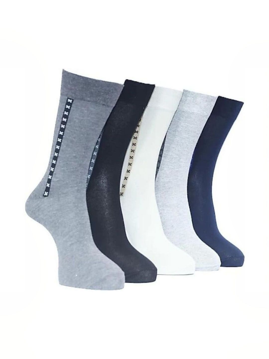 GARUN Men Pack of 5 Cotton Patterned Calf Length Socks