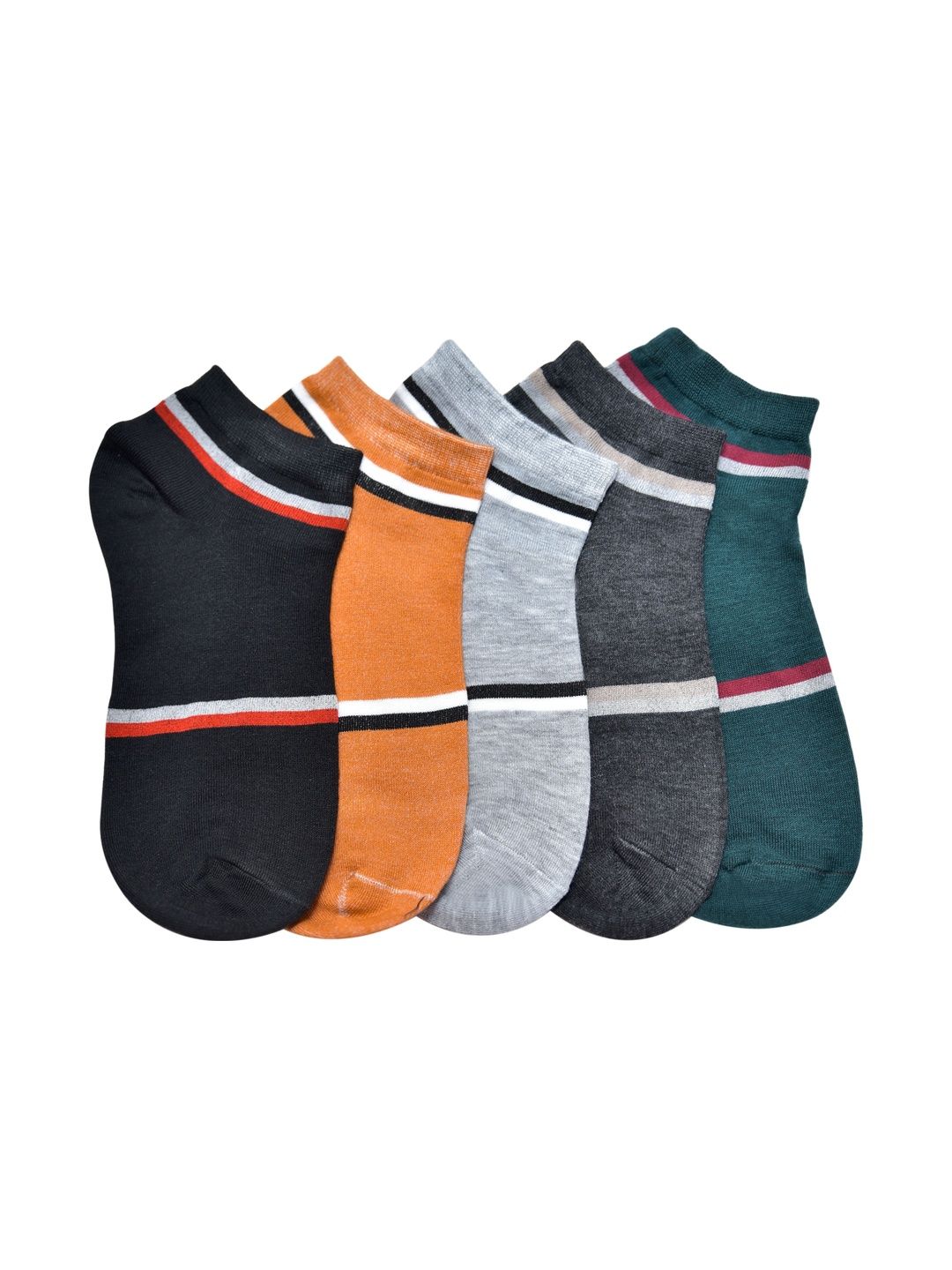 GARUN Unisex Pack of 5 Cotton Striped Ankle Length Socks