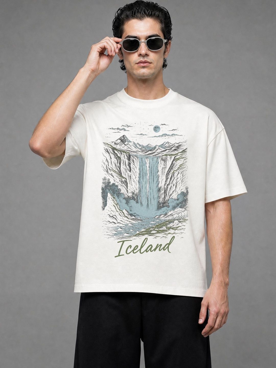 FARDA Unisex Printed Drop-Shoulder Sleeves T-shirt