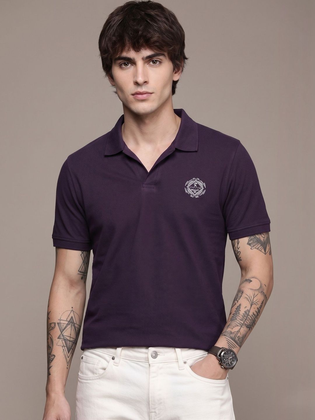 SANDPIPER Men Brand Logo Printed Polo Collar T-shirt
