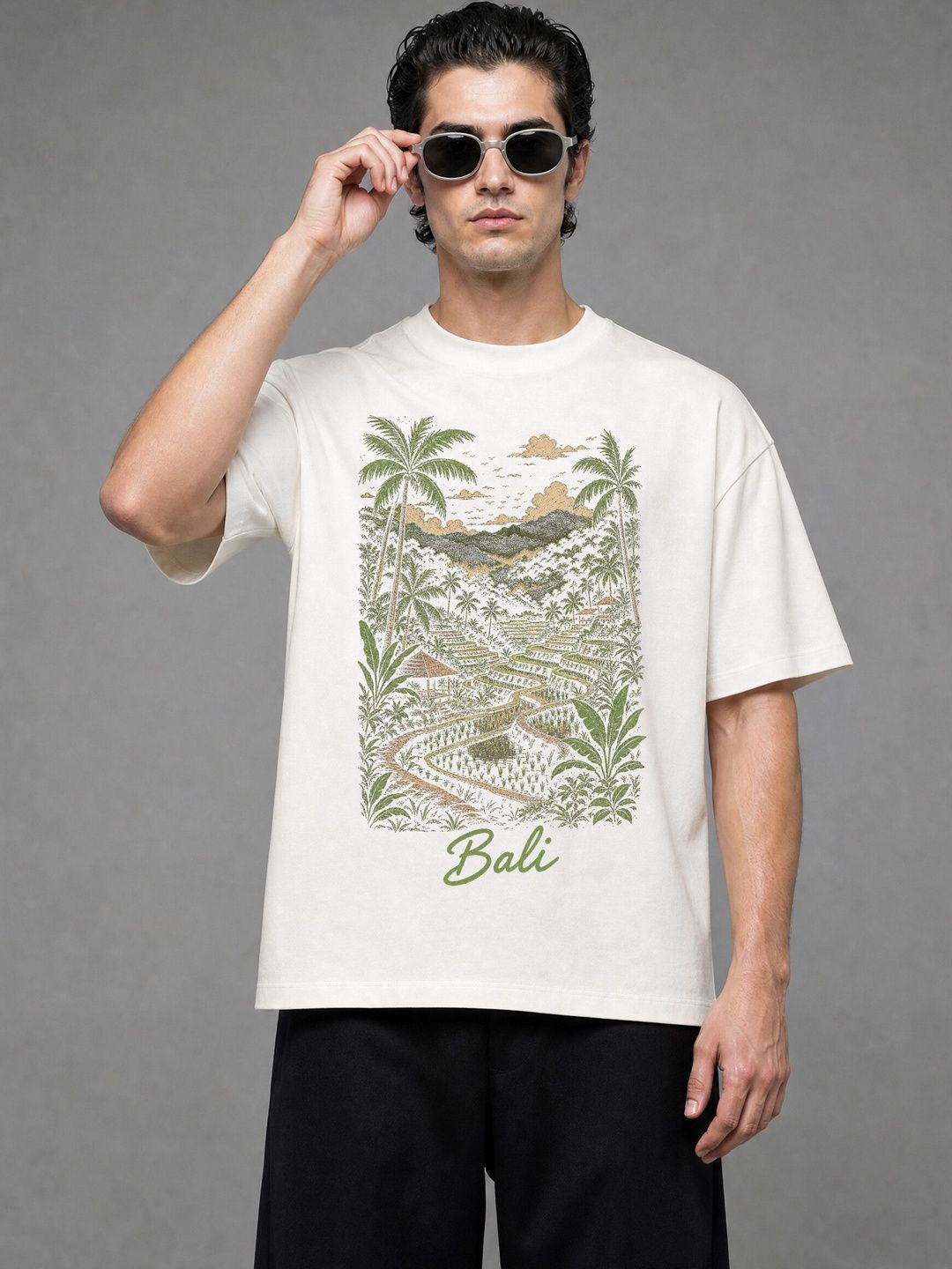 FARDA Unisex Printed Drop-Shoulder Sleeves T-shirt