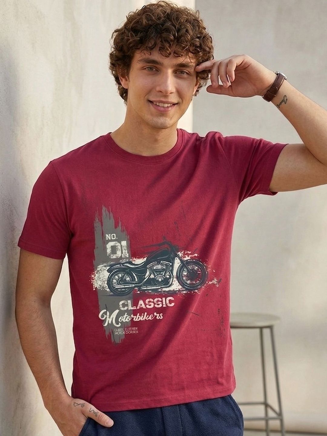 Roadster The Roadster Lifestyle Co Printed Cotton T-shirt
