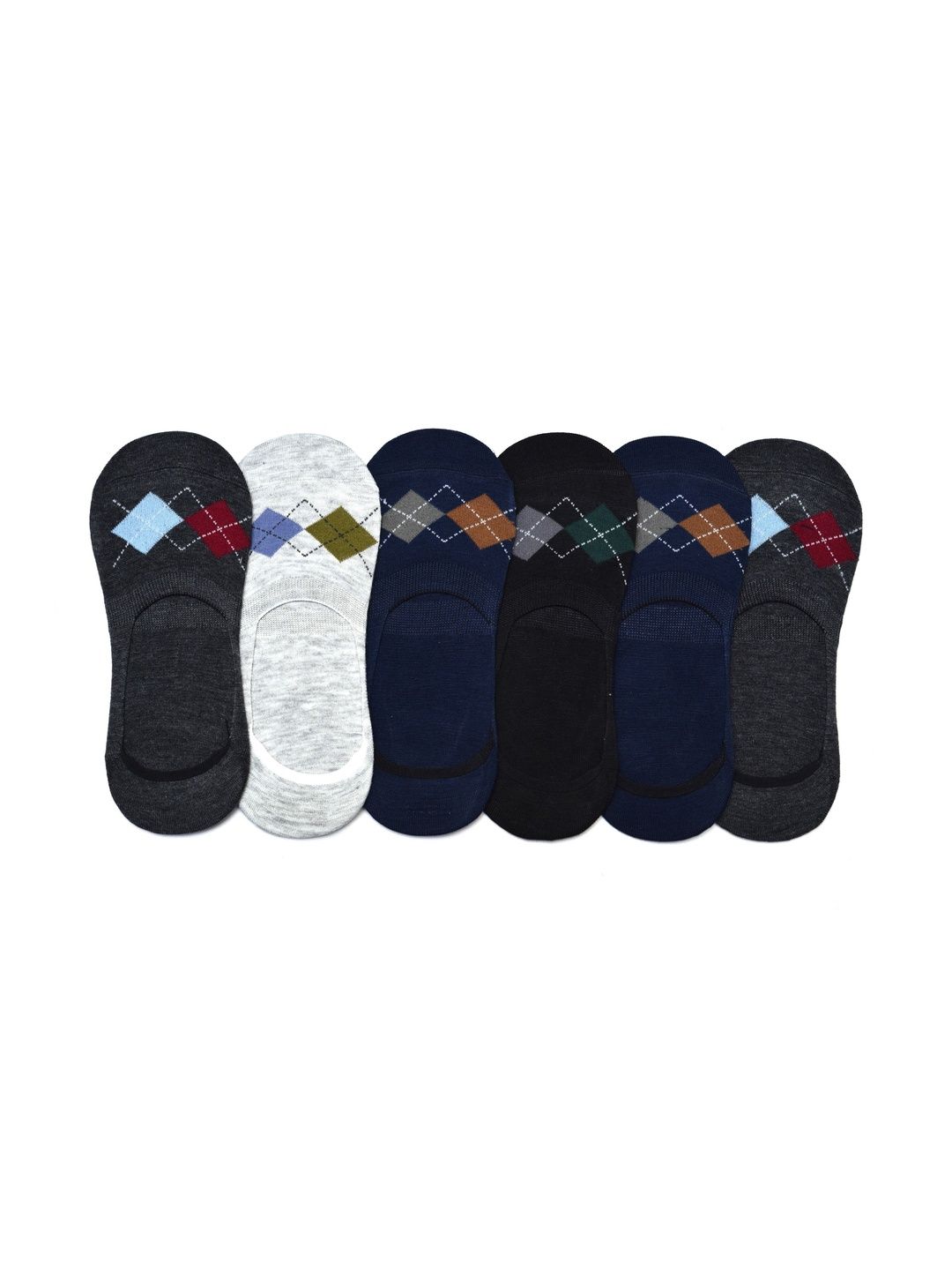 GARUN Men Pack of 6 Cotton Patterned Shoe Liners Socks
