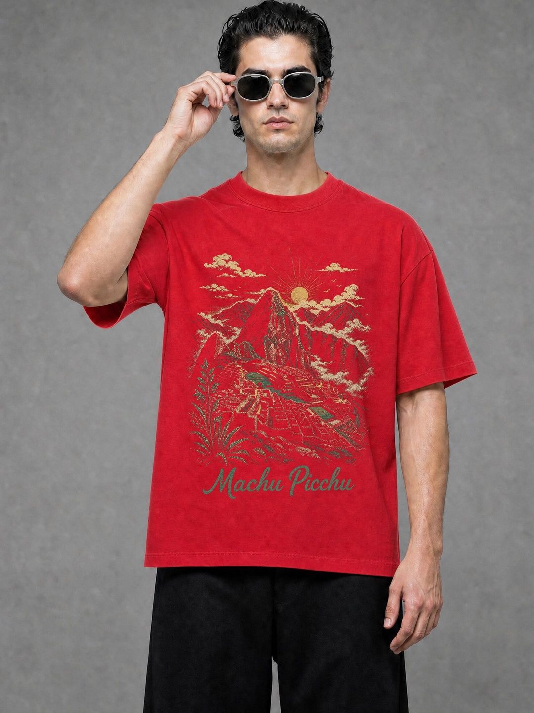 FARDA Unisex Printed Drop-Shoulder Sleeves T-shirt