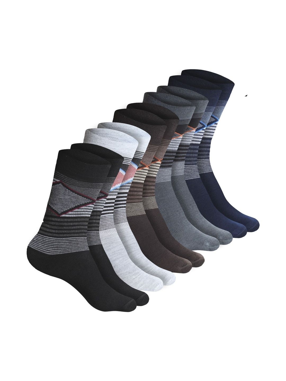 GARUN Men Pack of 5 Cotton Patterned Calf Length Socks
